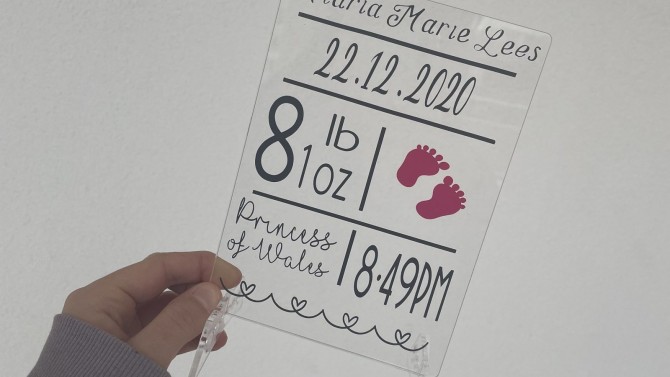 Image of Personalised Baby Stat Acrylic Freestanding Plaque