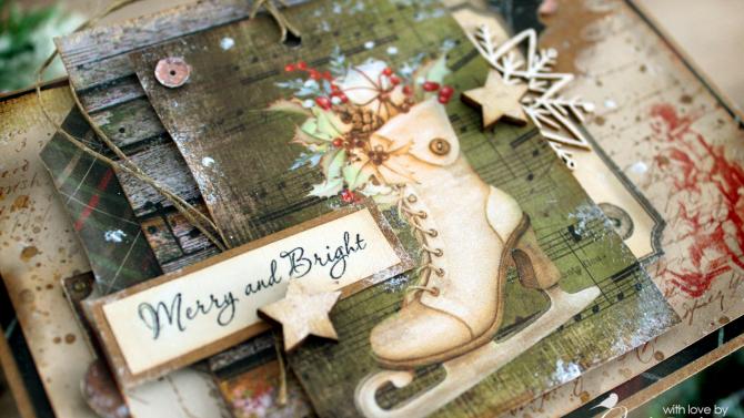und 'Merry And Bright' Handmade Christmas Card