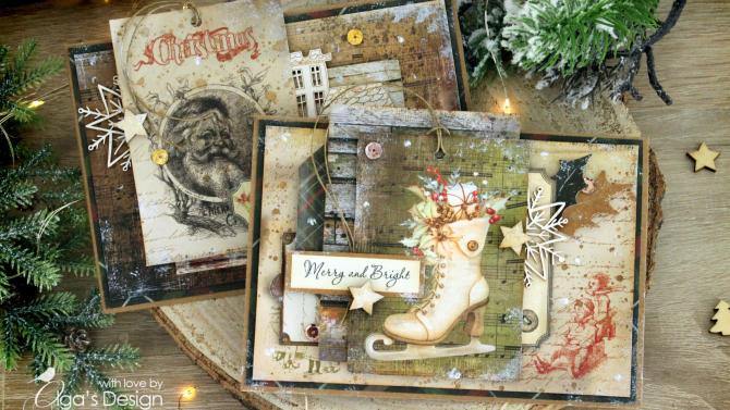 und 'Merry And Bright' Handmade Christmas Card