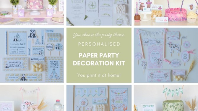 Image of Personalised Paper Party Decoration Kit - Online